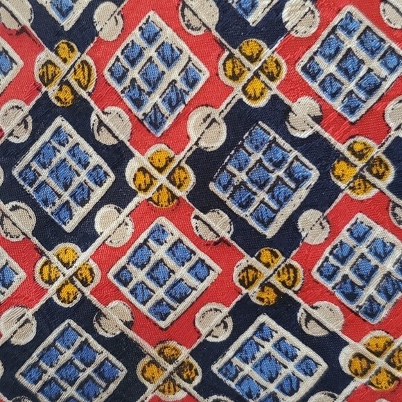 FUMAGALLI'S FOR BERGDORF GOODMAN MEN'S SILK GEOMETRIC TIE RED BLUE - Picture 1 of 7